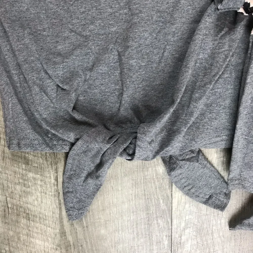 Mom and Me grey leopard sequin tie front top - Picture 4 of 4